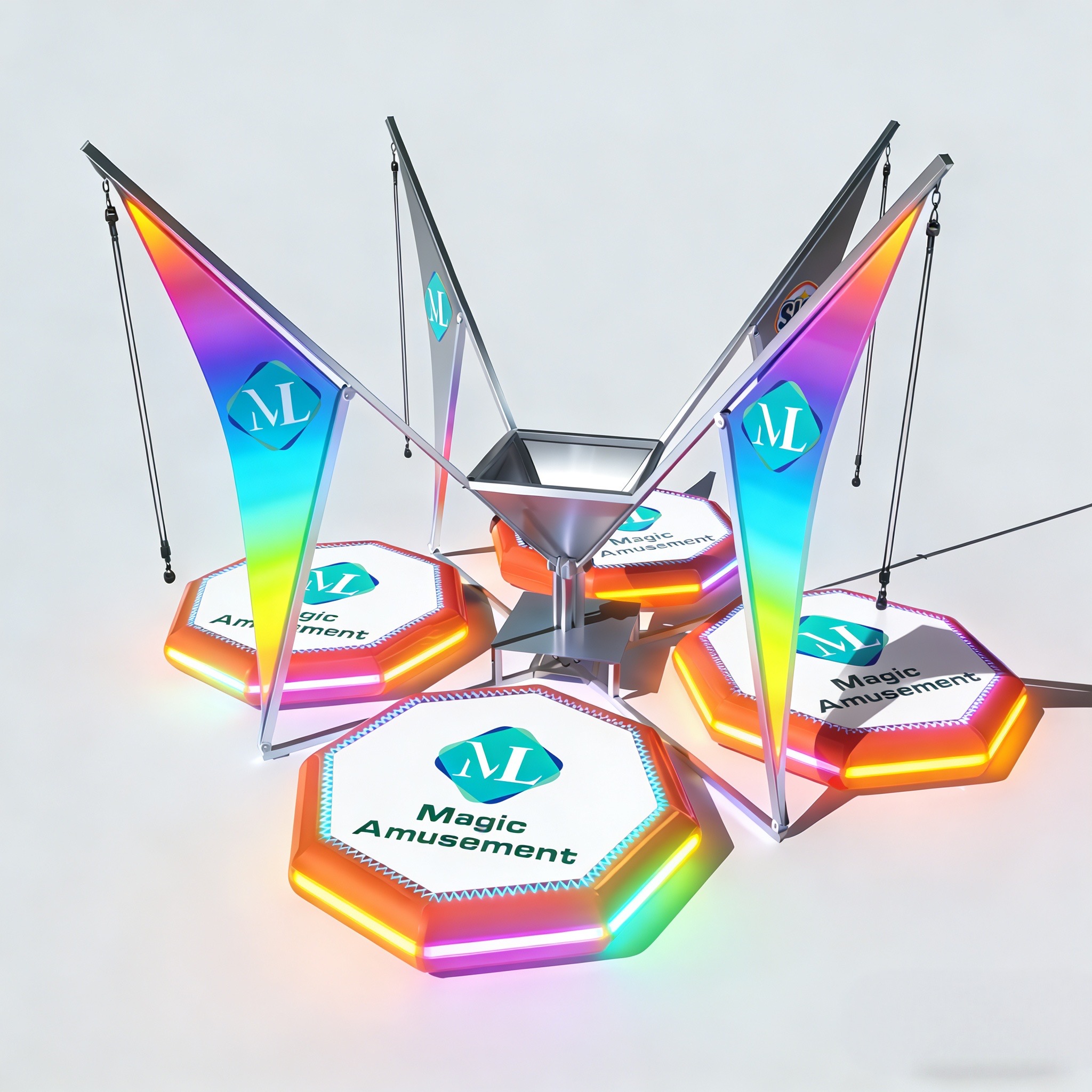 4-Person Kids Electric Mini Bungee Jumping Ride Amusement Equipment - 图片 2
