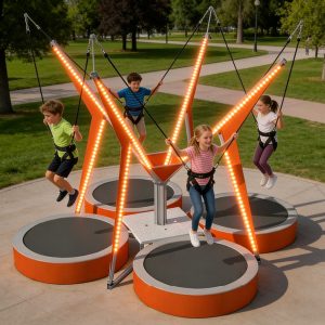 4-Person Kids Electric Mini Bungee Jumping Ride Amusement Equipment